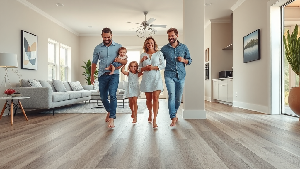 luxury vinyl plank flooring in Columbia SC modern home with family relaxing