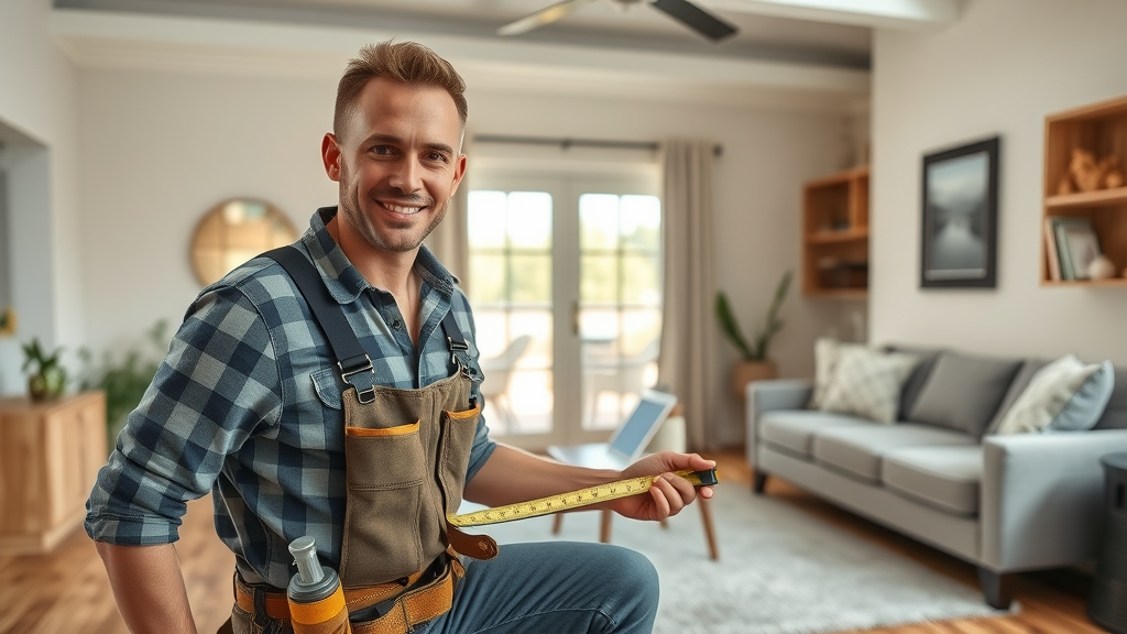 experienced local flooring installer columbia sc measuring living room with flooring samples