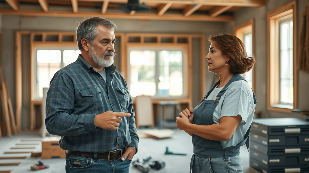 Homeowner and installer discussing tile flooring columbia sc options, unfinished floor, tile center, state tile, palmetto tile, home outlet, installer network, subfloor, garden state tile