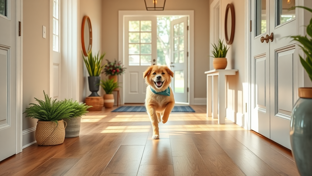 Sunny Columbia SC home with beautiful laminate flooring and playful family
