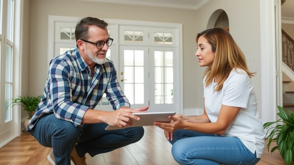 Friendly Columbia SC flooring expert consulting with homeowner about climate considerations and flooring durability