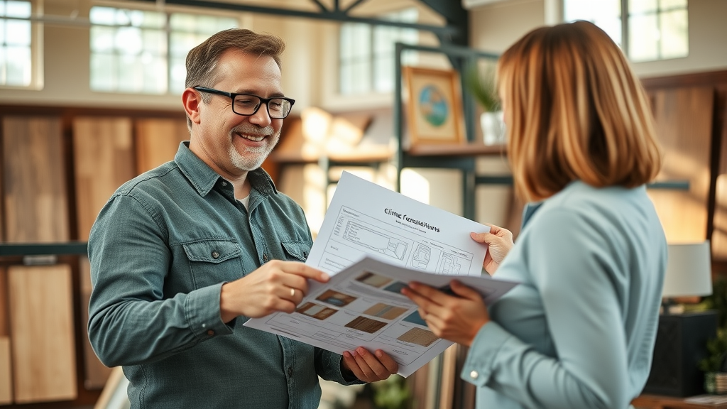 Luxury vinyl at flooring stores Columbia SC - Young couple installing luxury vinyl planks in a bright, modern kitchen with hardwood textures and natural light