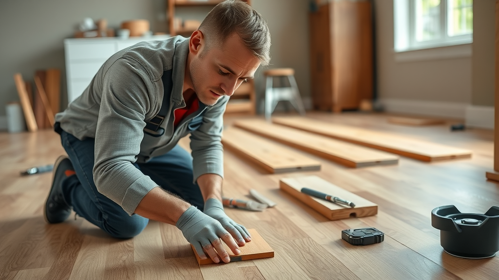 Professional flooring contractor installing hardwood planks in upscale Columbia SC home, hardwood floor experts Columbia South Carolina