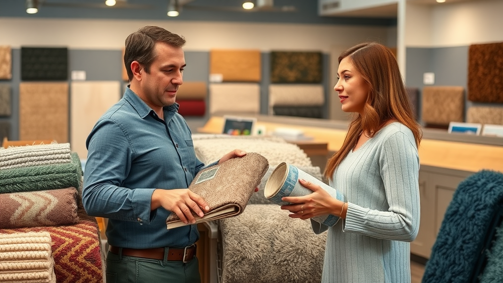 Colorful area rug samples on display in Columbia SC flooring showroom, area rugs, flooring contractors columbia sc