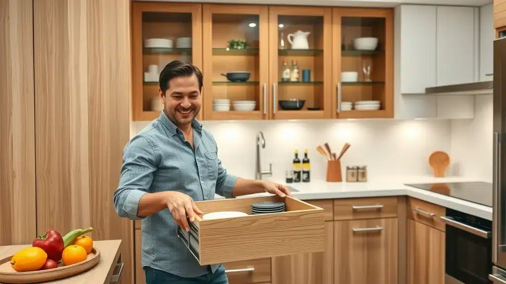 Clever kitchen cabinet with pull-out shelves and built-in organizers, kitchen cabinets Columbia SC smart design