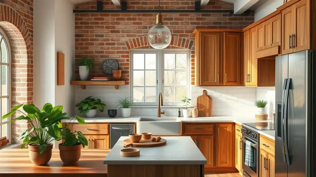 Eco-friendly reclaimed wood kitchen cabinets in Columbia SC, sustainable kitchen cabinet design ideas, photorealistic, 35mm lens.