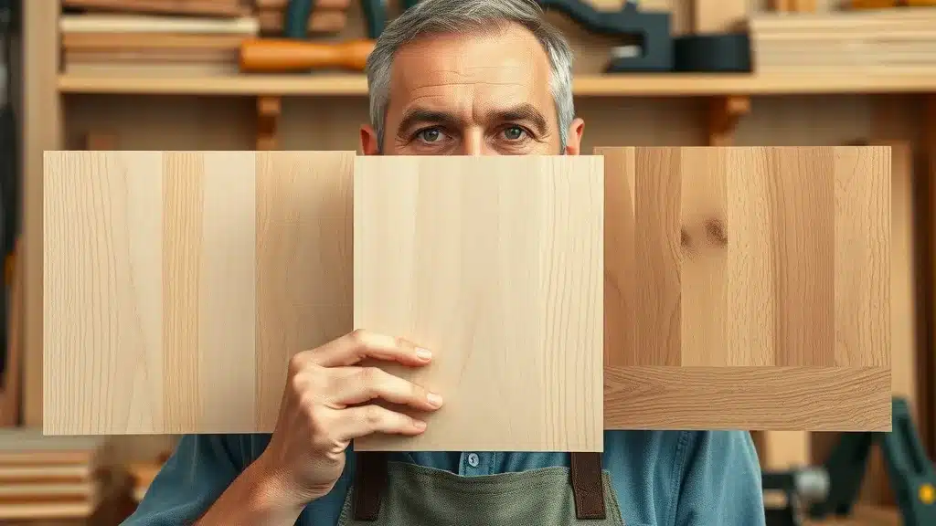 Side-by-side comparison of cabinet materials including MDF, plywood, and hardwood for affordable cabinet choices