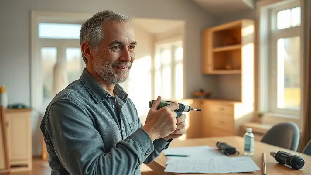 Homeowner assembling RTA kitchen cabinets in Columbia SC
